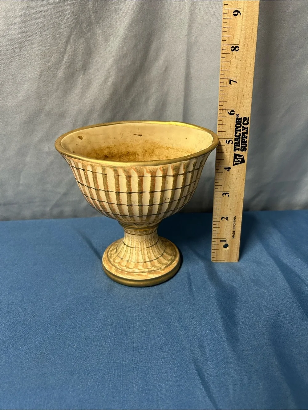 Home Accents Cream and Brown Pedestal Vase